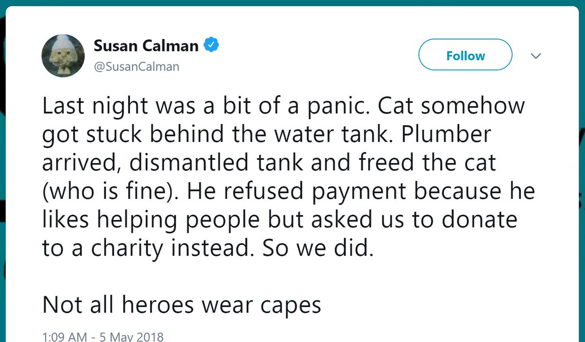 WholesomeMeme's tweet photo. User @SusanCalman  tells us about a wholesome plumber https://t.co/NmJD4aUDee