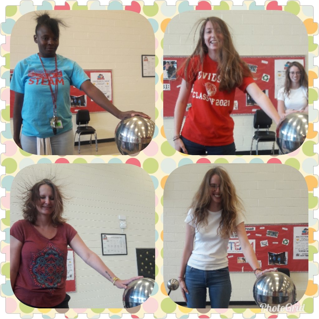 mightyscots's tweet photo. Hair raising experiences at camp today!!! @ChristLuther @CLTMcPIE #mightyscotsfun #learningisfun https://t.co/Ot3RH4p1c6