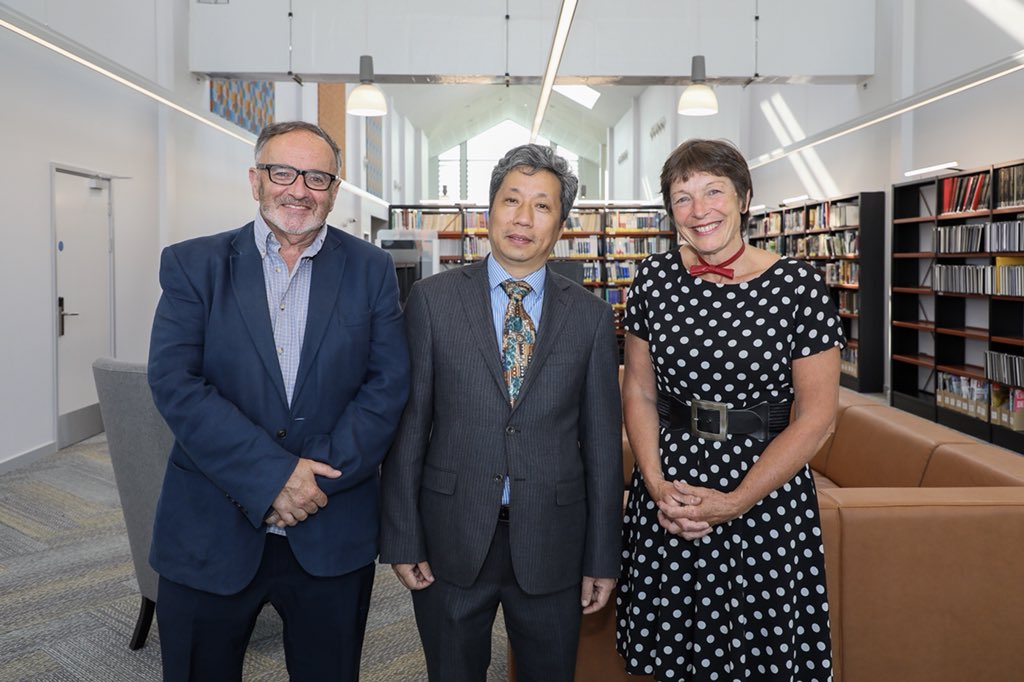 UWTSD's tweet photo. Delighted to welcome His Excellency Mr Tran Ngoc An, Vietnamese Ambassador to the UK, Mr Nguyen Xuan Hai, First Secretary of the Embassy, Education, and Mr Hoang Lam to the university’s new SA1 Swansea Waterfront development this afternoon @JaneBryngwyn @RobHumphreys77 https://t.co/KLs0m47bdY