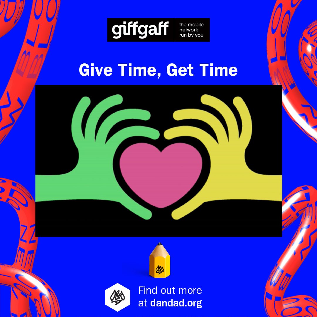 DandADNewBlood's tweet photo. Our second @giffgaff brief Yellow Pencil goes to Give Time, Get Time. #NewBlood18 https://t.co/JjTRHEXoci