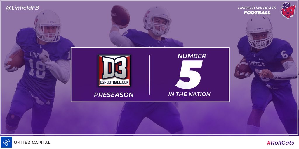 linfieldsports's tweet image. Linfield football checks in at No.5️⃣ in the nation according to @d3football’s Top 25 preseason poll. 

@LinfieldFB 👋

#RollCats #FeedTheStreak