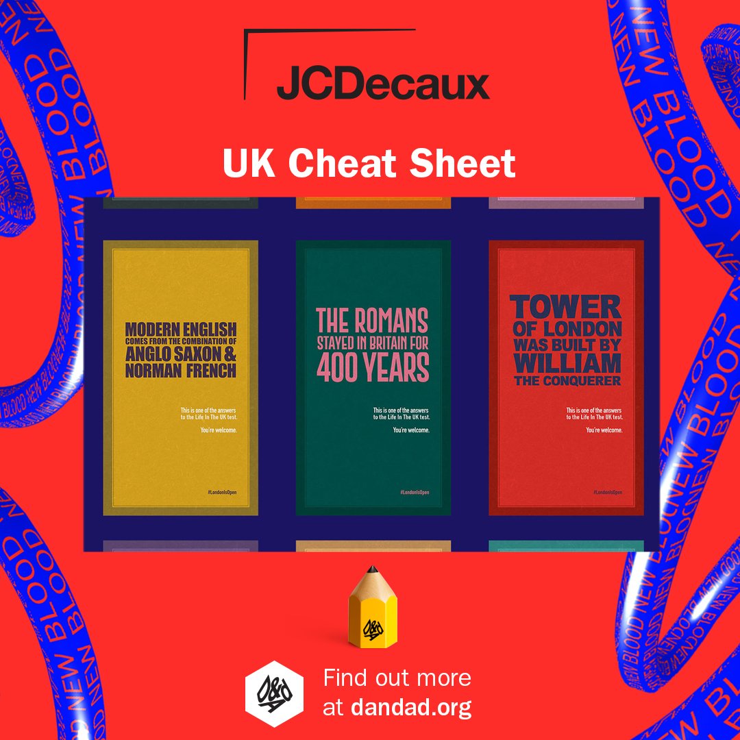 Our one <a href="/JCDecaux_UK/">JCDecauxUK</a> brief Yellow Pencil winner is... UK Cheat Sheet! 🇬🇧 #NewBlood18