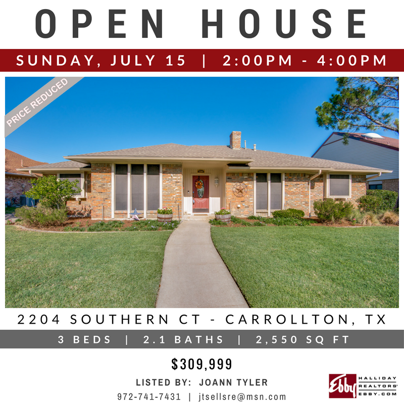 EbbyHallidayPWB's tweet photo. OPEN HOUSE at 2204 Southern Ct in Carrollton this Sunday 7/15 from 2-4pm! Take a tour at https://t.co/Vf7ImSROUC
#DallasHomes #DFWRealEstate #DallasOpenHouse #DallasRealEstate @EbbyHallidayPWB https://t.co/J8MZQ3ErPi