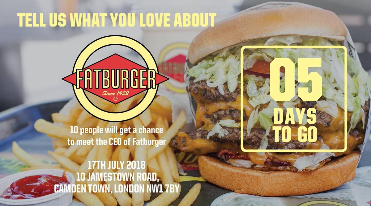 DOUBLE DELIGHT FOR #FatburgerUK FANS. 😍😍
In 5 days time, everyone is invited to our Camden branch celebration  to enjoy this great treat of 50% discount on all our burgers. 🎉🎉 
More details on the link below:
instagram.com/p/BlI2v0EleRR/