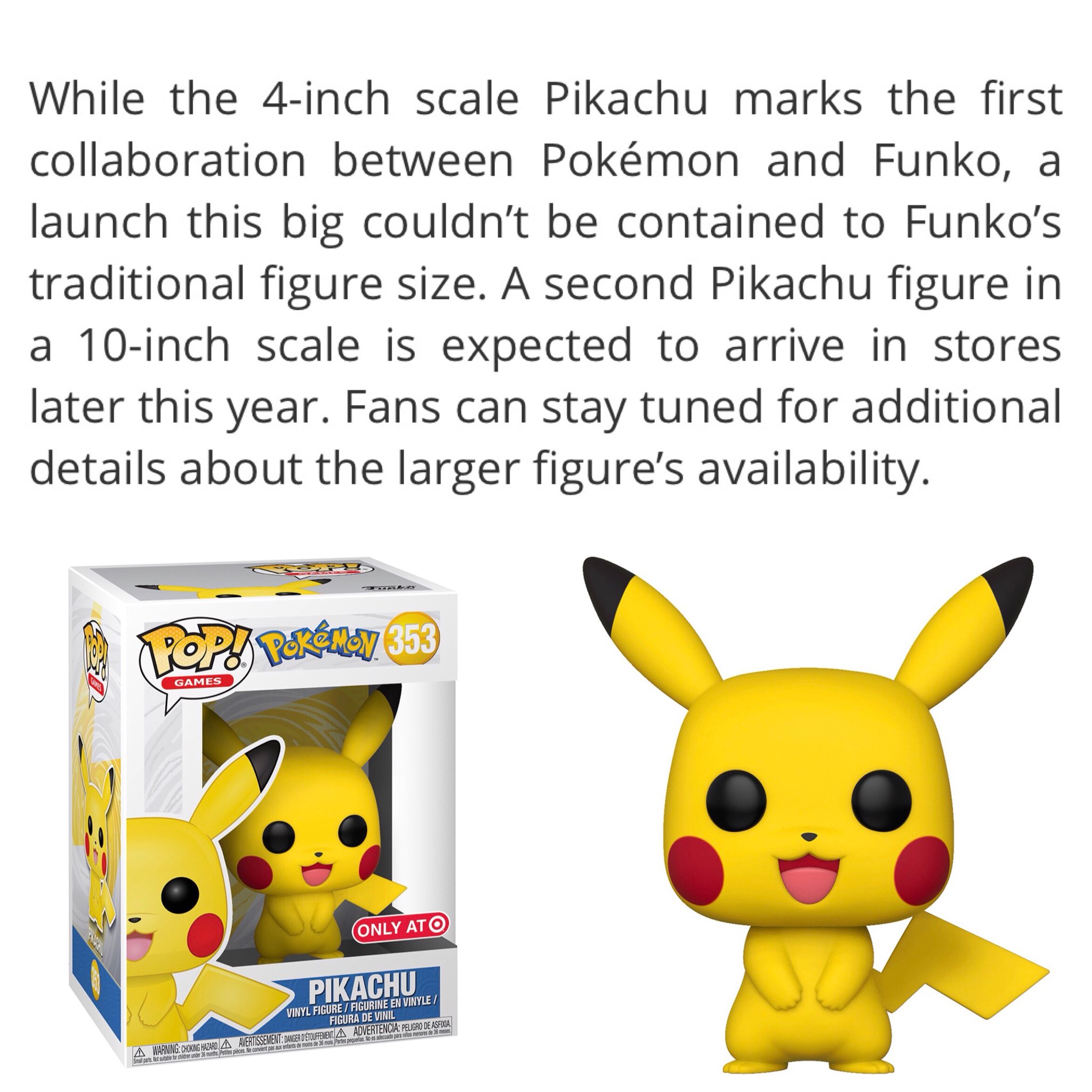pikachu 10 inch funko pop