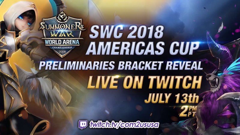 summonerswarapp's tweet image. We can smell the first match in the air! The brackets are going to be drafted live on the #SummonersWar stream tomorrow (July 13th) at 2pm PDT!