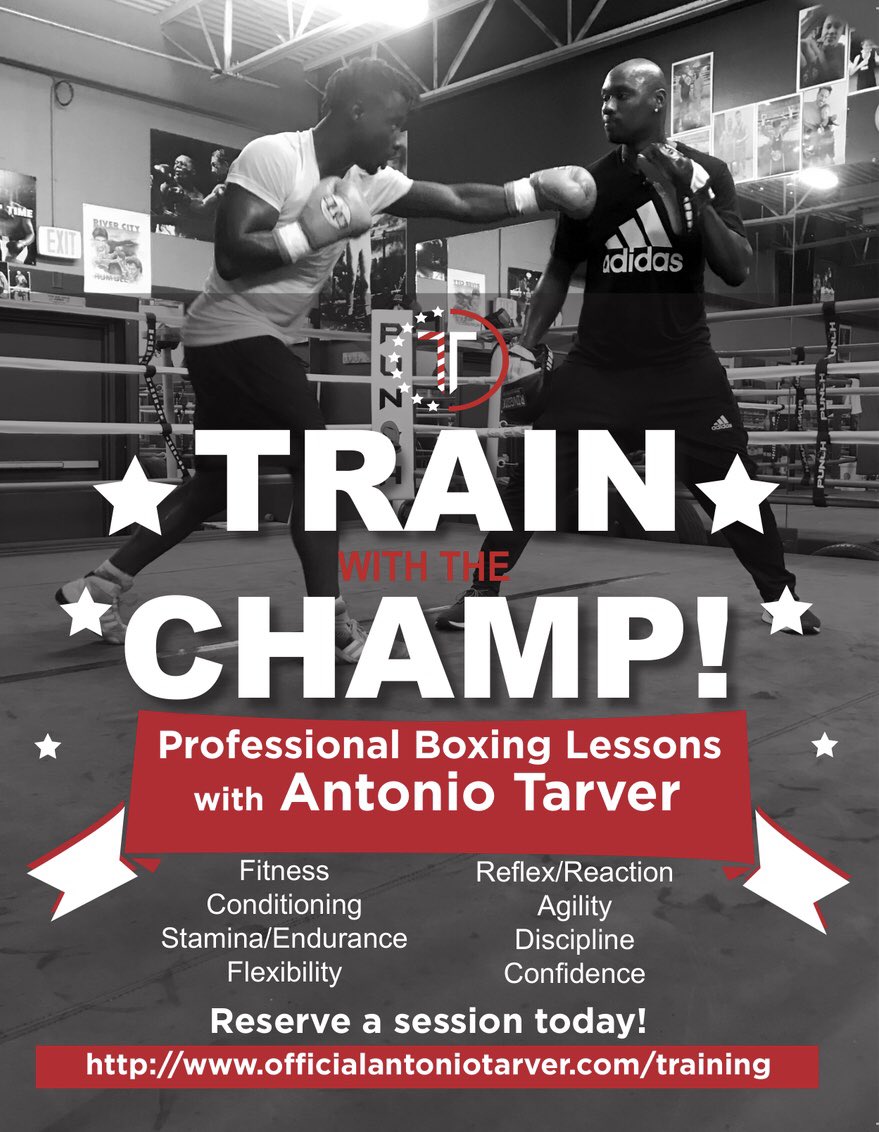 TarverFanPage's tweet photo. Looking to start or enhance your fitness journey? Want to do something different, but you’re not sure where or how to start? 

We can help! It’s time to #TrainWithTheChamp ✨🥊 https://t.co/bmj8VVWKtD 
.#TeamTarver #Boxing @AntonioTarver https://t.co/3NjWlHpy4v