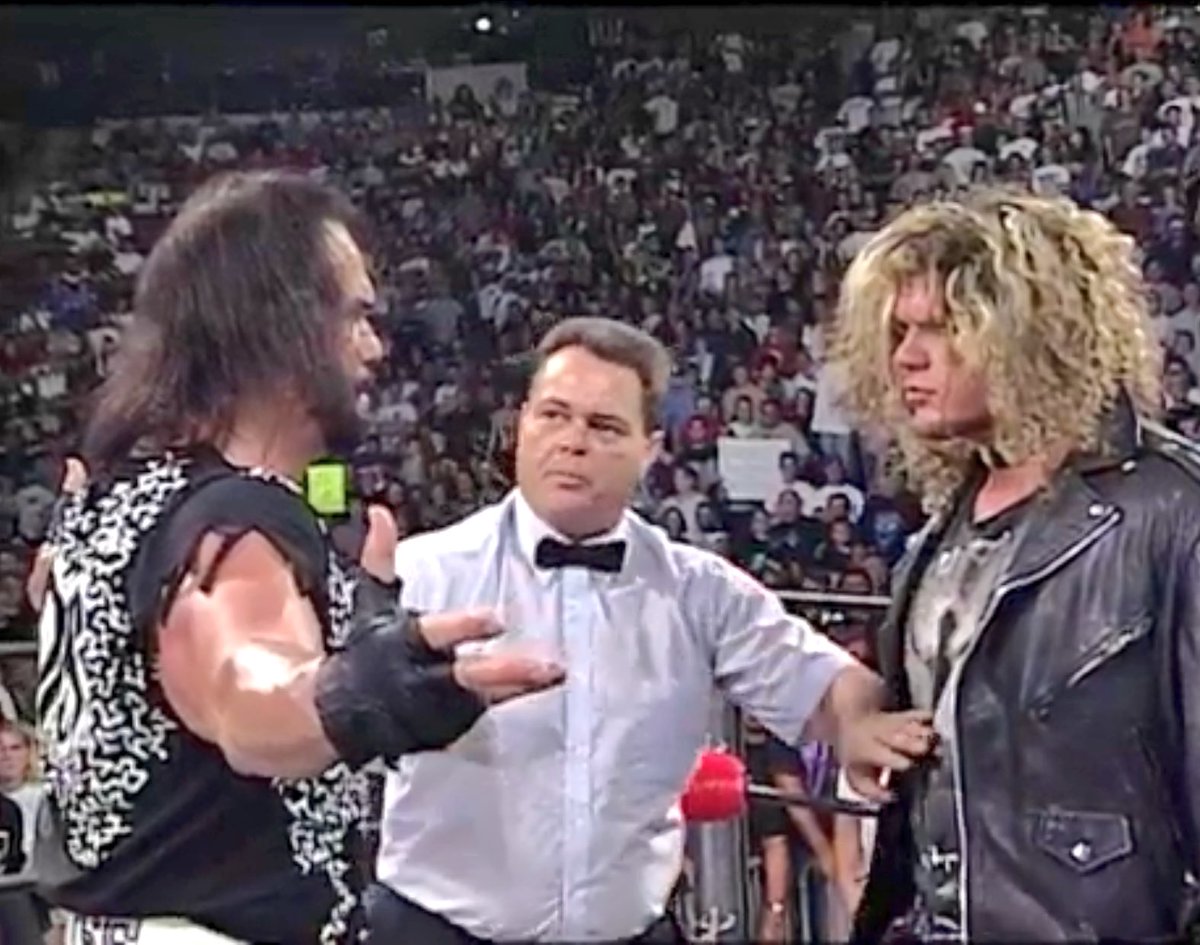LuchaMax's tweet photo. No new shirts through Sept. ‘97, call back to The Sandman shirt for Saturn’s debut on 10/6/97 Nitro. #ShirtsofRaven https://t.co/QLBgQb8JWt
