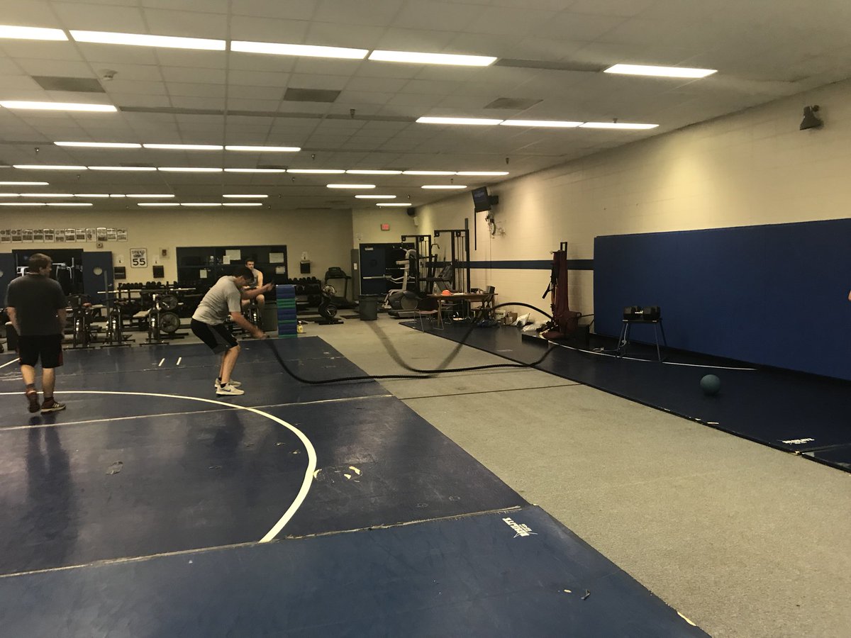 BdevilStrength's tweet photo. “You can’t cross the sea merely by staring at the water.” -Rabindranath Tagore  Blue Devils putting in the work. Had fun with our new ropes and destroyed it during the energy system training! #bdSTRENGTH https://t.co/L0VB1vDmMm