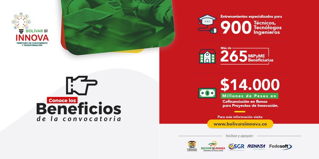 bolivarsiinnova's tweet photo. ¡Conoce los beneficios de la convocatoria @bolivarsiinnova!#emprendedor #Innovación https://t.co/ESElNFCMUt