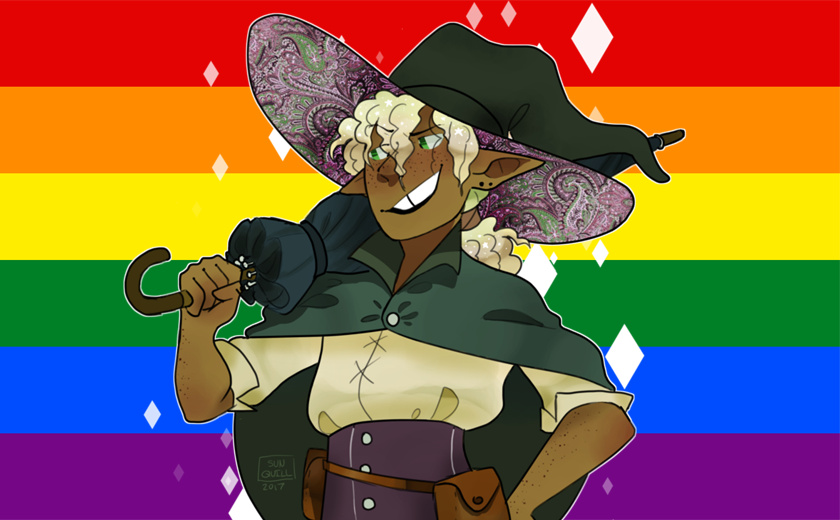 Taako Taaco (The Adventure Zone) is gay. (art credit: deviantart.com/cherrycorvid/a…)