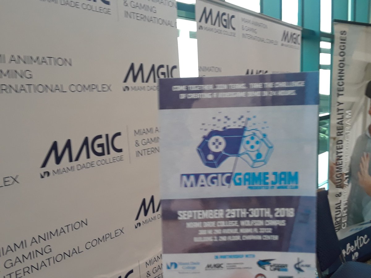 magicgamejam's tweet image. Hey guys! We had a great day 1 at @Supercon showing games made by students at @MAGIC_MDC, MiamivDade College 's Animation and Game Design program. Check out the booth and hear more about the M.A.G.I.C. Game Jam on the second floor of the convention center! #magicinthewild #MGJam