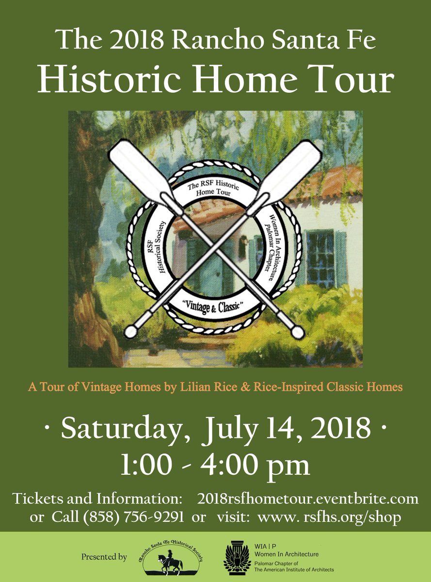 AIAPalomar's tweet image. Thank you @RanchandCoast for featuring Saturday&apos;s WIA &amp;amp; @RSFHS&apos;s Vintage &amp;amp; Classic Home Tours event! You can buy tickets at the door the day of! Registration &amp;amp; Check-in from 11AM-1:30PM at 6036 La Flecha, Rancho Santa Fe, CA 92067. 

See the feature here: ranchandcoast.com/2018/06/27/his…