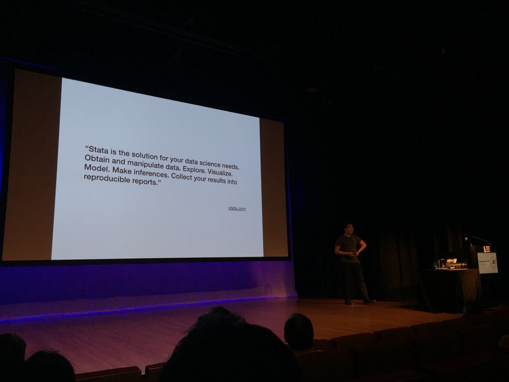 Here’s @rdpeng selling stata at #useR2018 - amazing talk already!