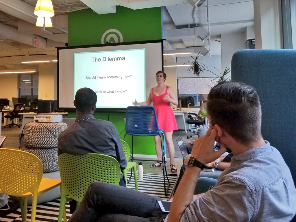 RobbieTheGeek's tweet image. Tonight's speaker at @dcjavascript is @svthmc discussing learning to code! #dcjs #dctech @hearmecode