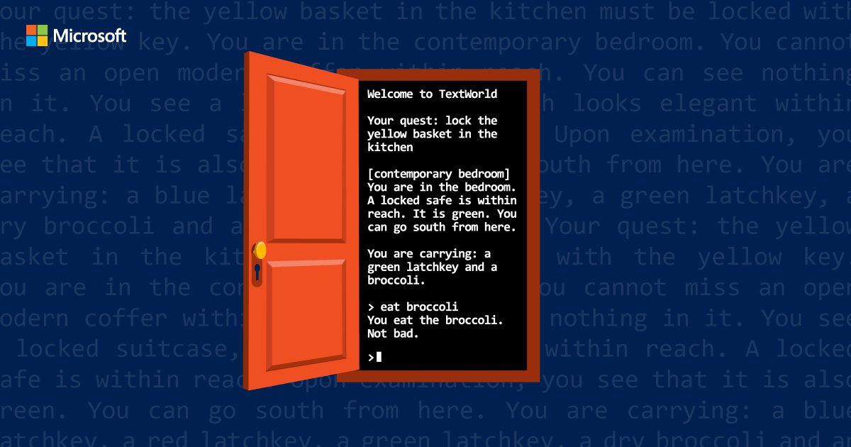 The @MSRMontreal lab has created TextWorld, an extensible Python framework for training #reinforcementlearning agents on text-based games: https://aka.ms/AA1uvu1 
Learn more about this open-source project and try it for yourself: aka.ms/textworld #ICML2018
