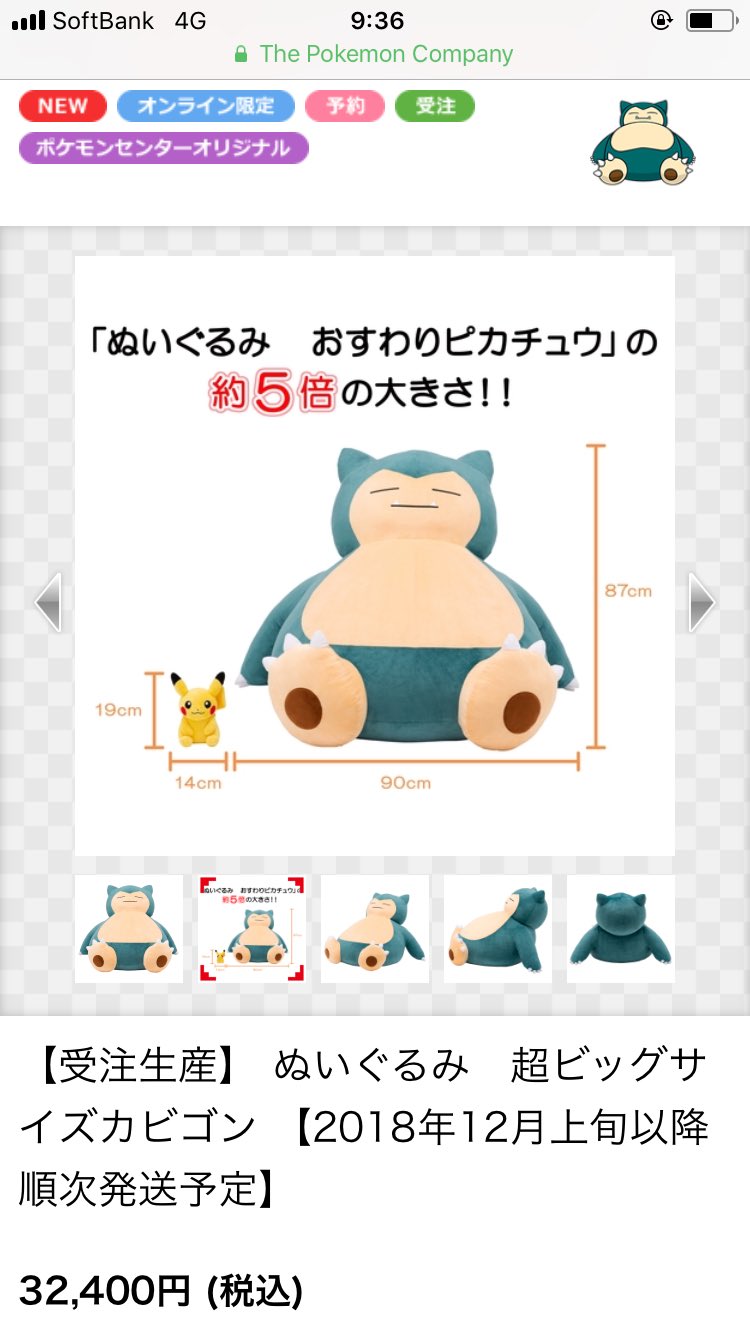 虹花 ポケモンセンターオンライン また新たな受注生産グッズある W 超ビッグサイズカビゴン 前にプレバンで出てたやつとどっちが大きいんだろう T Co Moo1pldbmc T Co 1jprkyvksu Twitter