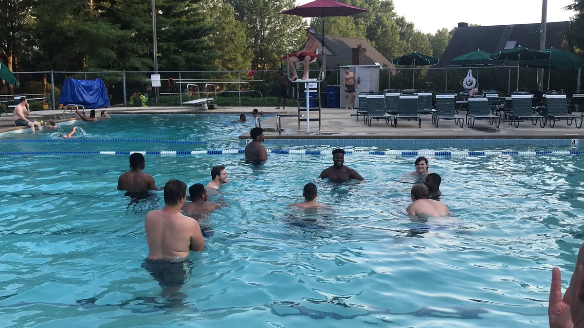 CoachCohenWake's tweet photo. First Annual Wake oline/Dline cookout - from basketball to four square to water polo fun was had by all https://t.co/eXZbNd8pN5