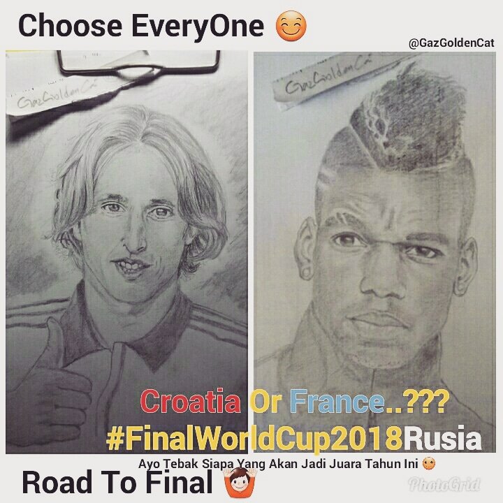 GazGoldenCat's tweet photo. @lukamodric10 @paulpogba @FIFAWorldCup @TRANSTV_CORP @TRANS7 @Dsinathrya @DonaAgnesiaFans #RoadToFinal #WorldCup2018 #FranceVsCrotia #FinalPialaDunia2018 #WorldCup #FinalWorldCup2018 #WinnerWorldCup2018Rusia #JuaraPialaDunia #CrotiaVsFrance #NontonBareng #NontonBola #Nobar https://t.co/W9c4fj0fnp
