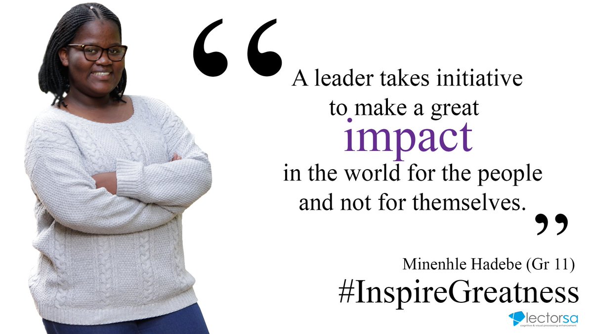 #FridayMotivation - A #leader defined by the dynamic, Minenhle Hadebe, a Gr 11 learner who took part in our #PowerReadworkshop during the JT Empowerment Week. Age is just a number, be the leader in your environment and start making a #greatImpact today. #yesyoucan #bethelegacy