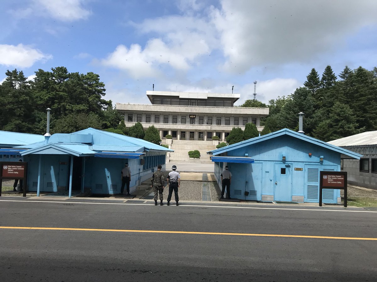 NYCDistrict19's tweet photo. Visiting the JSA& Freedom Center on our way to touch ground in N. Korea. It was scary and exhilarating, but Specialist Quinn from US military kept us safe. We crossed the Demarcation Line & into Communist territory in the JSA conference room. #infrontofthemall @DOEChancellor https://t.co/2GWGb1fesH