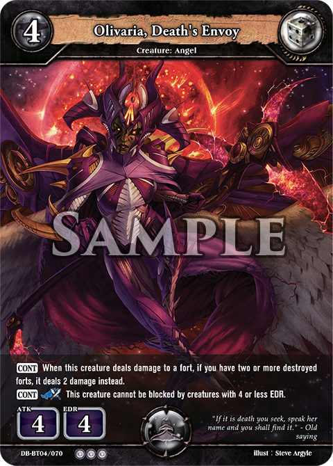 Dragoborne's tweet photo. #COTD #Dragoborne

Card Name: Olivaria, Death's Envoy
Color: Black
Appears in: DB-BT04 [Surge of Titans]
Rarity: R
https://t.co/IJ1V51Rw9U https://t.co/uCYQk00lbT