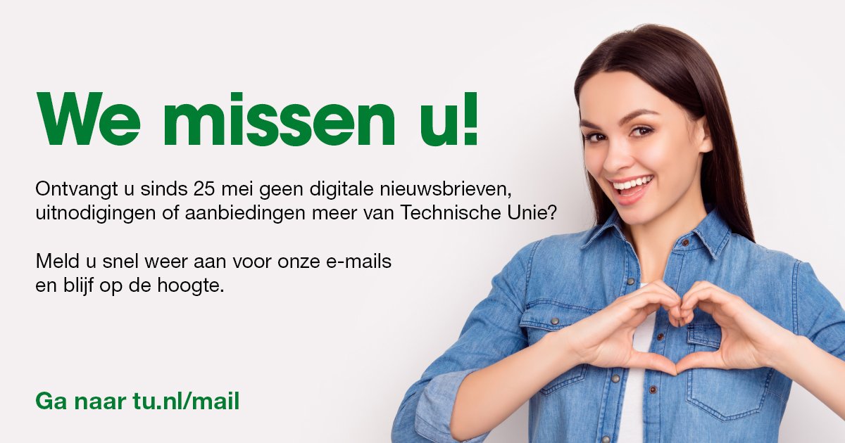 We missen u! Meld u (opnieuw) aan voor ons digitale nieuws via bit.ly/2GWlJSV #tu