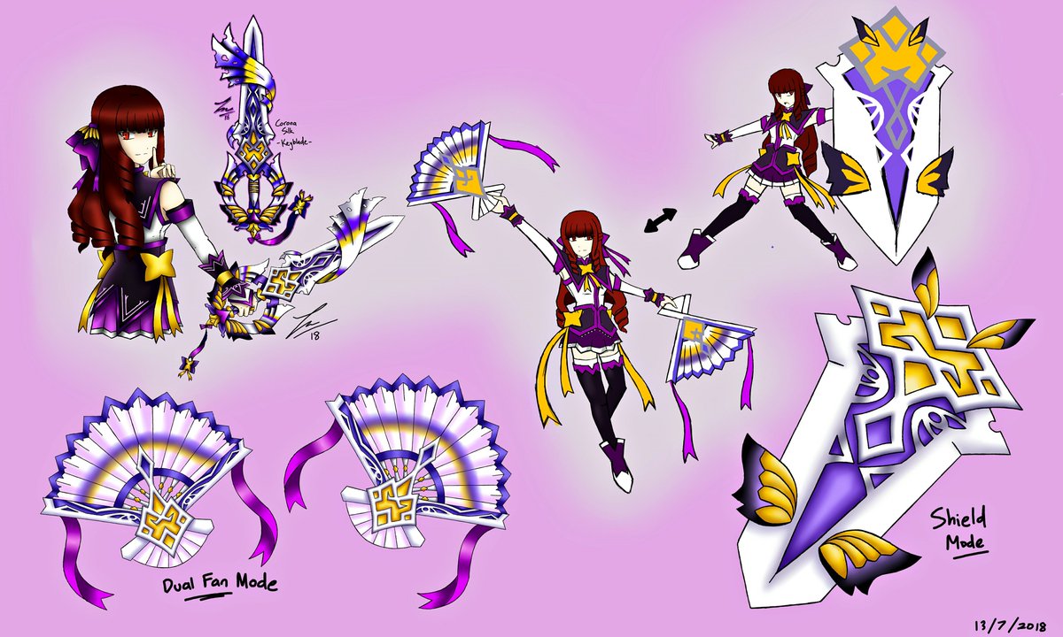 INazeerudin's tweet photo. Silpha and the transformation modes for her Keyblade, Corona Silk.
Yes, mock all you want and stuff, I actually enjoyed drawing these.
Now to work on the other Kingdom Hearts OCs. 
#kingdomhearts #keyblade #keybladetransformation https://t.co/FACO0y84YP