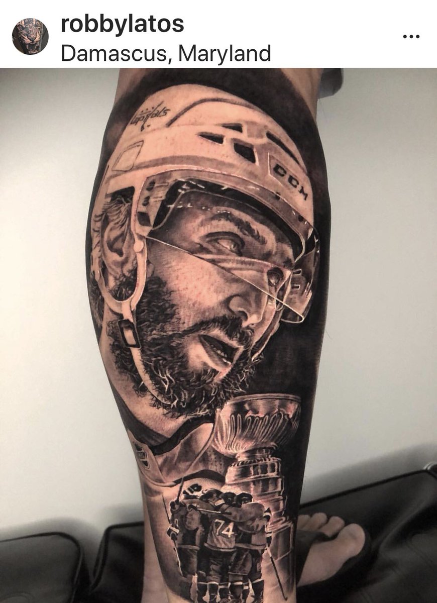 Damascus tattoo artist, Robby Latos, with an amazing Alex Ovechkin tattoo.  Robby has done two of my tattoos...incredible work., image size:870x1200