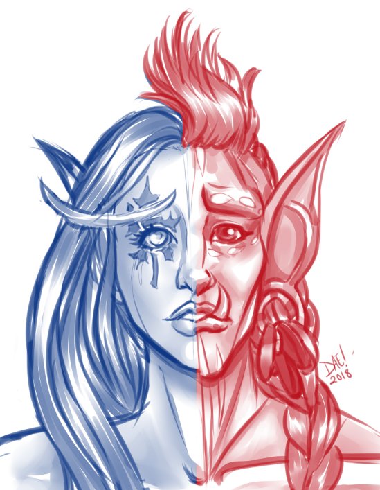 ZomgDae's tweet image. My heart is not ready for @Warcraft 's prepatch that's happening Tuesday! So I drew my druids on both sides. #WorldofWarcraft #BattleForAzeroth #prepatch #sketch
#doodle #ArtistOnTwitter