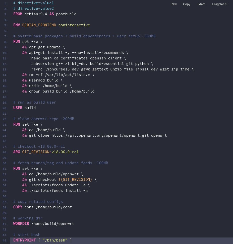 andidittrich's tweet image. Added Dockerfile syntax highlighting to #EnlighterJS 3 #Docker #javascript #syntaxhighlighting