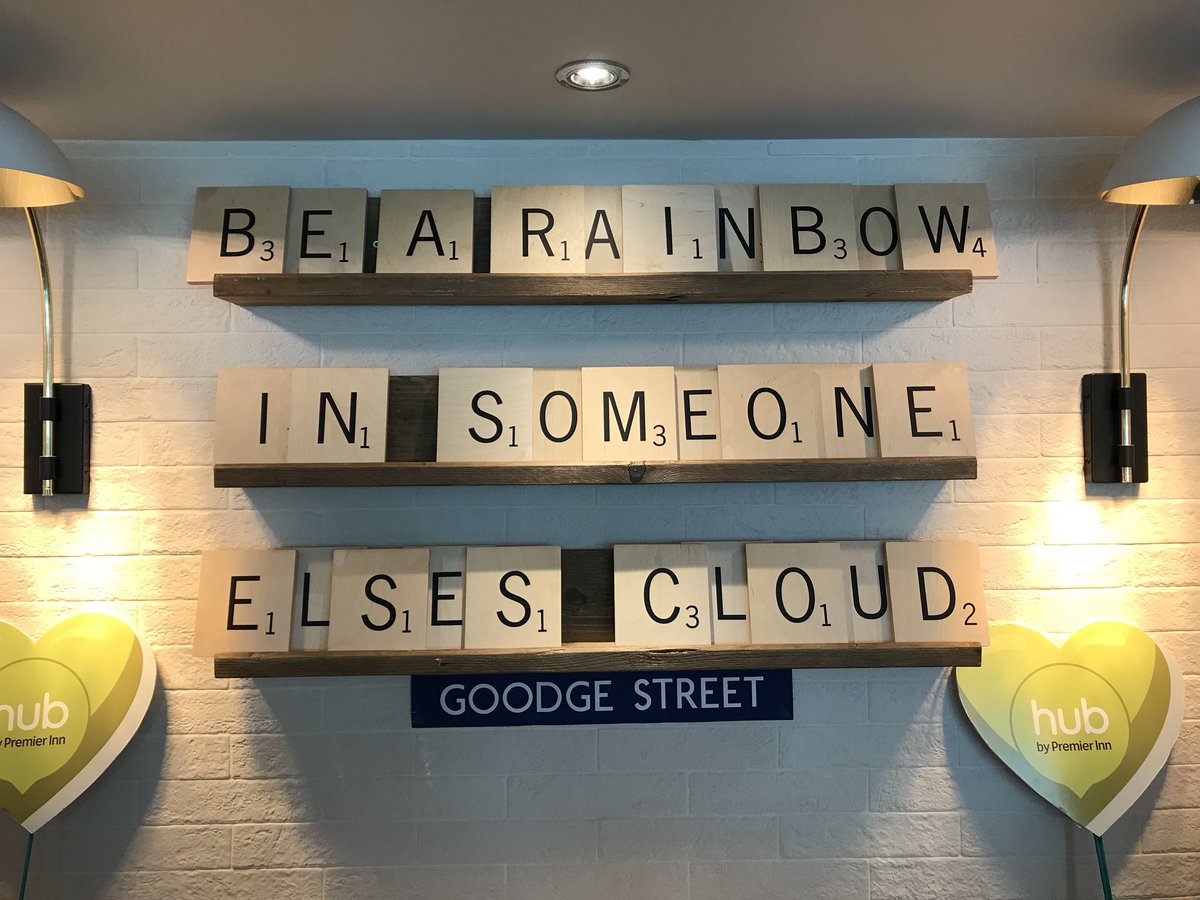 Amazing night away at <a href="/hubgoodgestreet/">hub goodge street</a> loving these giant scrabble letters and quote of the day by Mey <a href="/DwLondons/">David Watson</a> do you like this one? #London