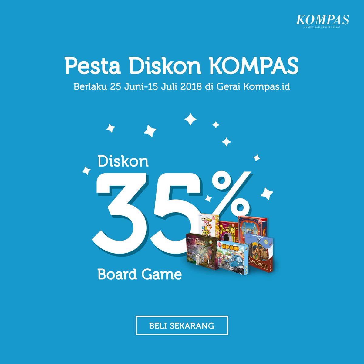 kompasmuda's tweet photo. Nongkrong bareng teman makin seru nih sambil main board game. Cuss koleksi dengan diskon 35% dari @hariankompas dalam rangka HUT #Kompas53
https://t.co/ldOifkQpdy https://t.co/tmtqNwYumP