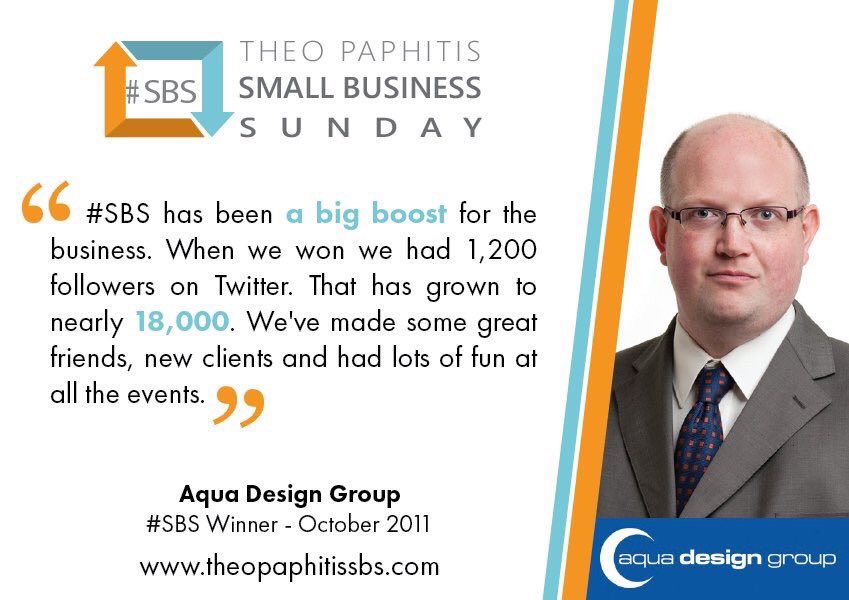 AquaDesignGroup's tweet photo. Shout about being a #smallbusinessowner and send a tweet to @TheoPaphitis #SBS #competition today 5-7.30pm. I won in October 2011. https://t.co/niWXa3pp0y