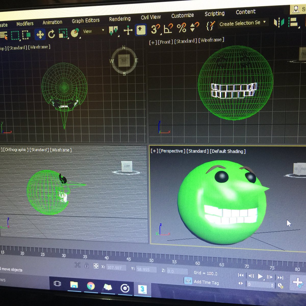 first attempt at a smiley face 101 #3DSMax