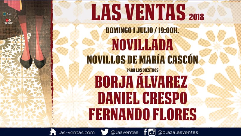 👋 | ¡Buenos días! Hoy, después de ver el duelo de 🇪🇸 en los octavos de #Rusia2018... ¡Todos a #LasVentas! 

🔸 Borja Álvarez, Daniel Crespo y Fernando Flores lidiarán los novillos de María Cascón. 

🎟️ Entradas online 👇
 goo.gl/3DdWyt
