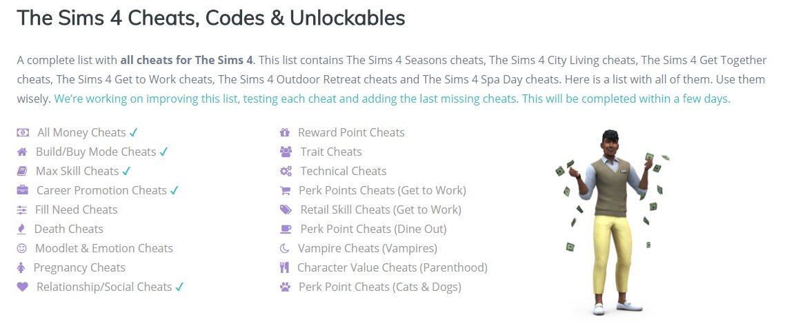 Sims4 Cheats Code : r/Sims4