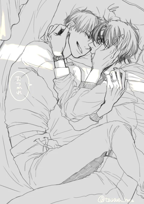 久しぶりに燭へし描きましたΣ(・ω・ノ)ノ!

残業休日出勤つづきで疲れ果てた光忠さんをベッドに引きずり込んでこしょこしょ話をしながら休ませる長谷部君(ノンブレス) 