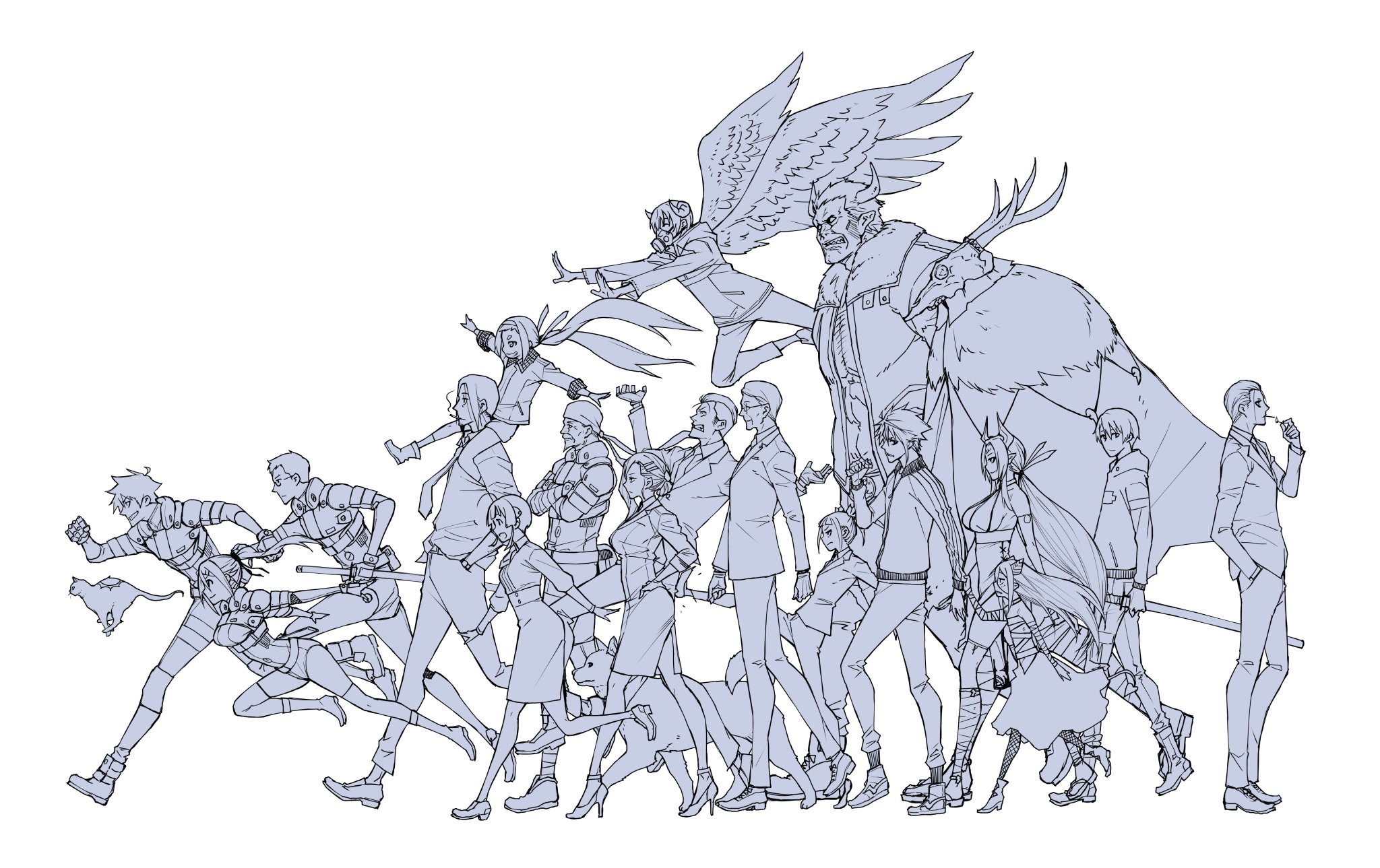 Uzivatel タカキツヨシ Heart Gear 巻発売中 Na Twitteru 一回やってみたかった横並び集合絵 完成版は８月３日発売予定のblack Torch５巻で