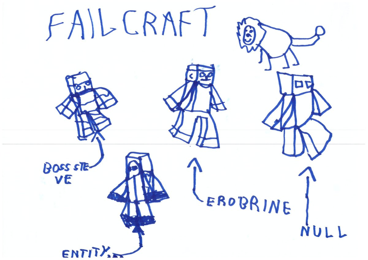 baccello77's tweet photo. @LyonWgf Questo è un disegno per te, fatto da mio figlio Michele. Dice che vuole che continuiate la #Failcraft per sconfiggere Entity 303. https://t.co/gyAVUudJd8