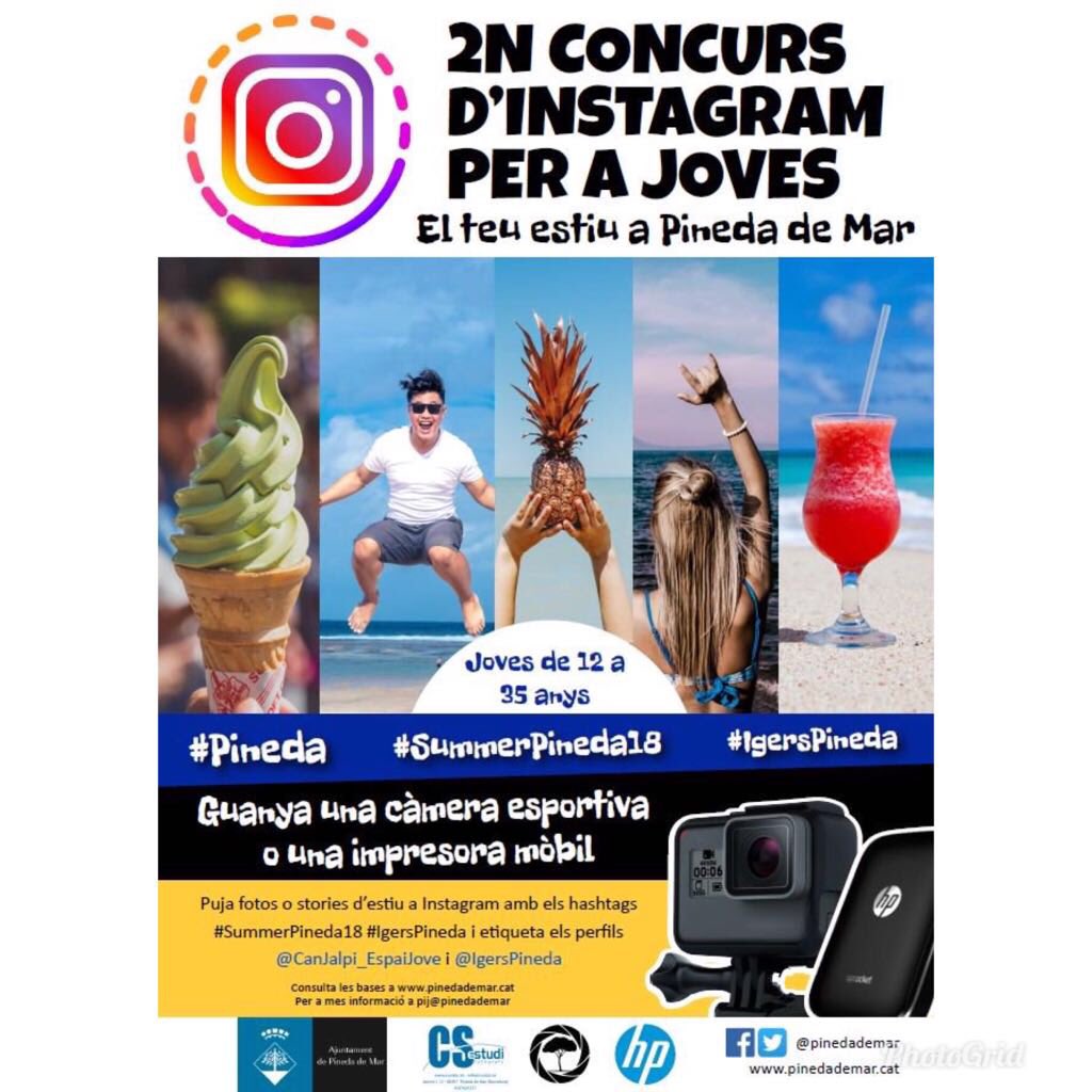 igerspineda's tweet photo. T’animes a participar? Fes fotos i Stories a ⁦@pinedademar⁩ i Participa. Pots guanyar Càmera Esportiva, Impresora Mòbil patrocinada per ⁦@HP⁩, i còpies impreses de les teves foto per gentilesa de CS Color!!! A que estàs esperant!! L’Estiu és aquí! https://t.co/QDSBPZa3j0