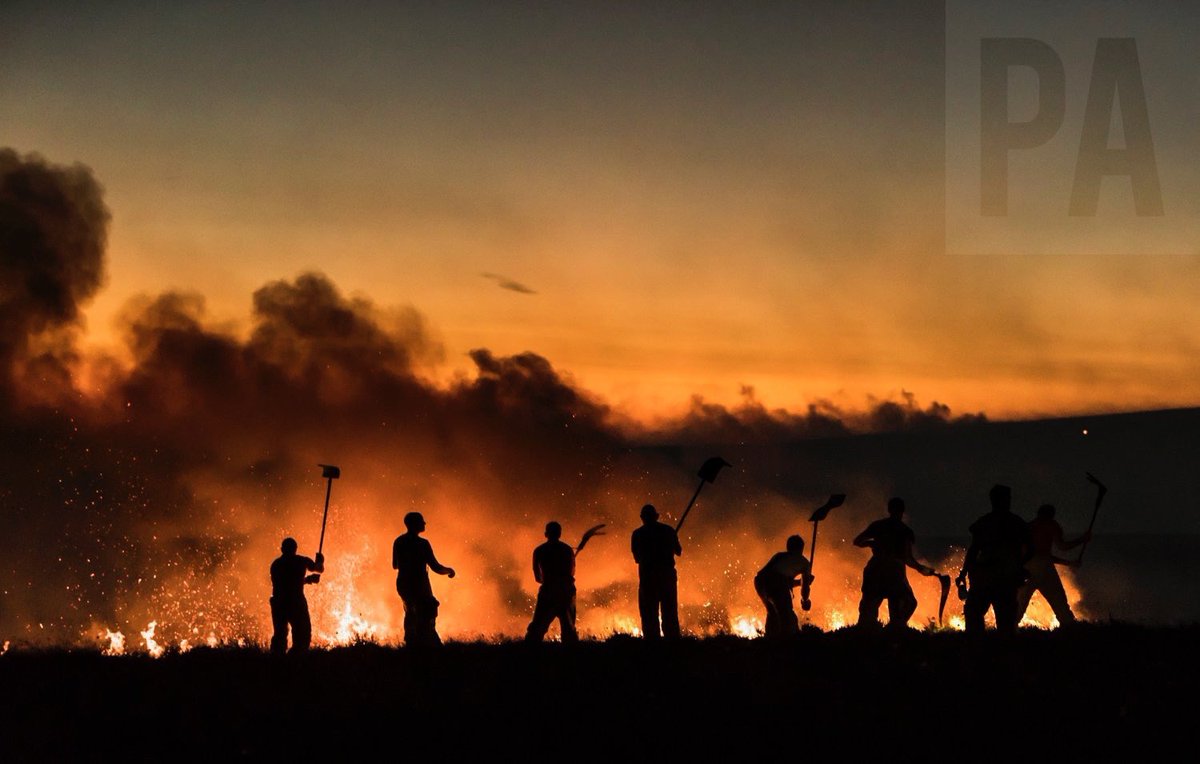 Portchester28's tweet photo. Thoughts with all of our Firefighter colleagues & all support staff dealing with the Moors Fires 🔥 in Lancashire. Please adhere to advice & safety messages being given online & TV throughout the UK during the current HEATWAVE . #Wildfire https://t.co/c3iyBGBJse
