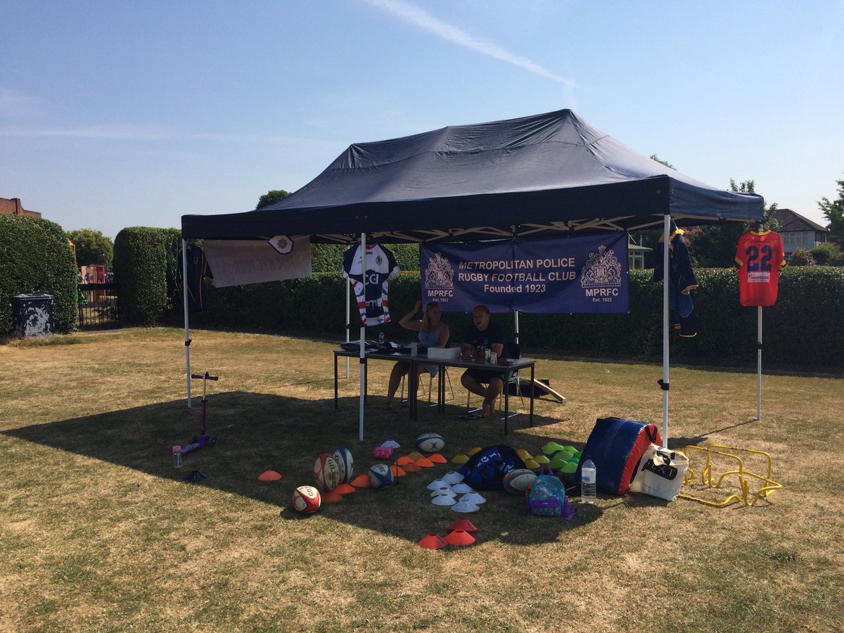 MPRFC's tweet photo. All set for Imber Court’s Open Day today. 

The @MPRFC are promoting mixed rugby for all abilities and our new mini rugby section. Free stash in the raffle too!

#notjustcops #metminis #community #rugby https://t.co/gC4q7mozAG