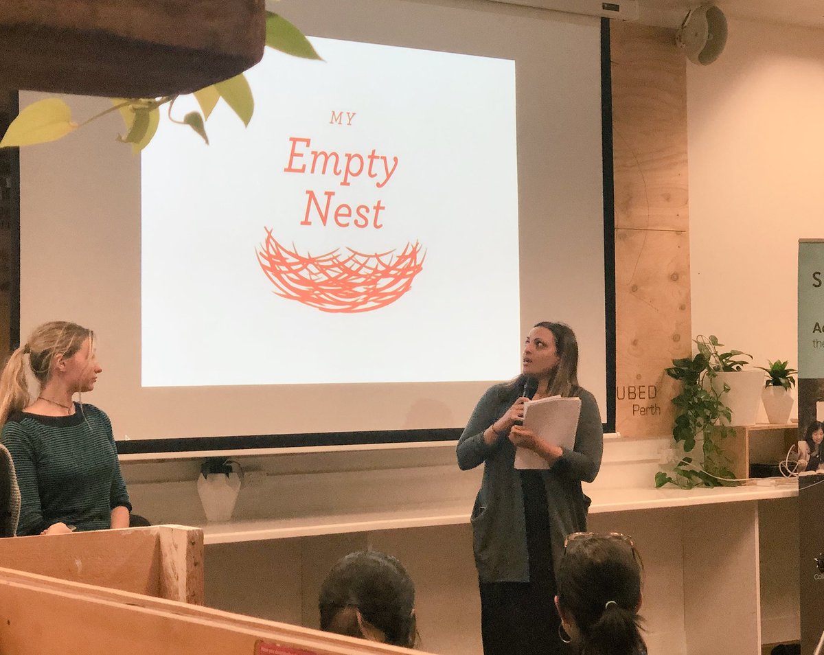 SWPerth's tweet photo. Let’s hear it for My Empty Nest, a startup trying to solve two social problems - housing affordability and loneliness in elderly populations @space3ed #swperth https://t.co/NG0NCwindI