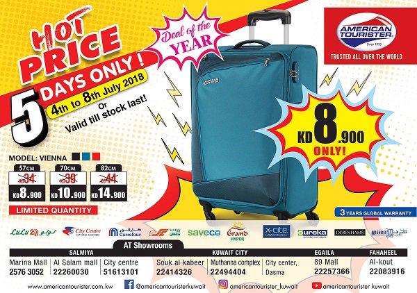 american tourister showrooms