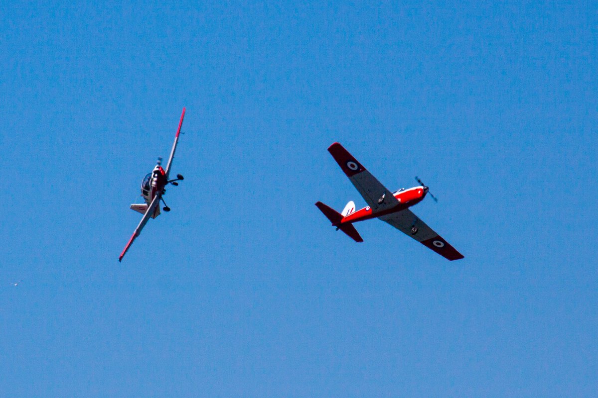 DavidBillinge's tweet photo. #ArmedForcesDay2018 in #Morcambe was marked by an appearance of ex RAF Trainers in the form of a Chipmunk T Mk 10 and Bulldog T MK 1 from @highgft https://t.co/jP6P3n8Duu