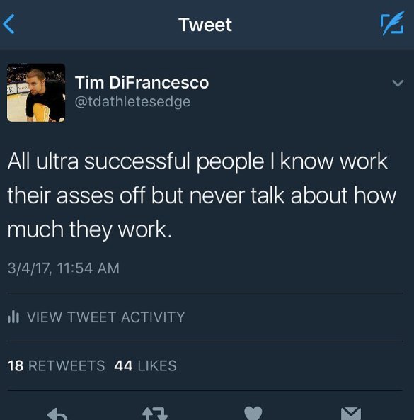 tdathletesedge's tweet photo. Shut up and work. If you want to be successful in anything, start with being great at the basics. One of the most basic things in anything is how hard you work. You are in complete control of what you put into anything and everything. https://t.co/Si2Lj47JDW https://t.co/ieGAM9zvLw