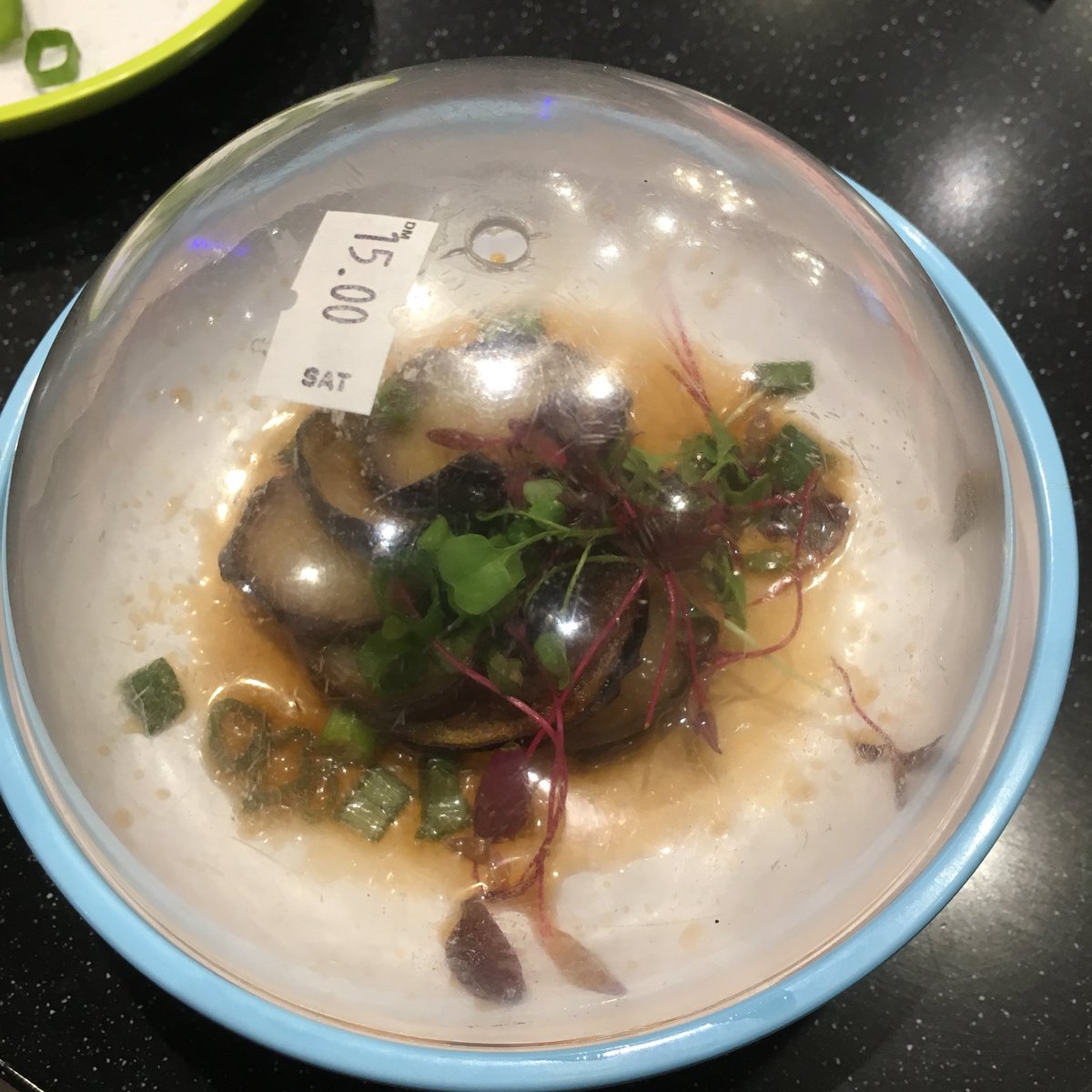 Wow. Two unbelievably tiny portions at the Cardiff branch of <a href="/YOSushi/">YO!</a>. Does everything shrink when you cross the Severn Bridge? Much better than this in Exeter. Any reason?