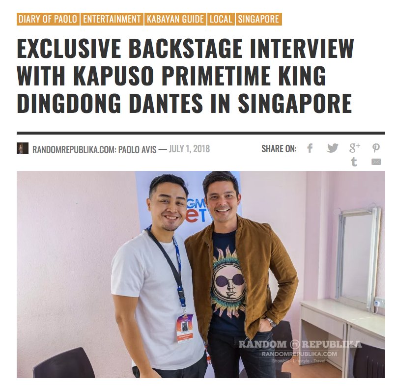 RandomRepublika's tweet photo. Exclusive Backstage Interview with Kapuso Primetime King #DingdongDantes in #Singapore | #Pagdiriwang2018 #PIDC2018 #GMAPinoyTV https://t.co/xGlAippdRc