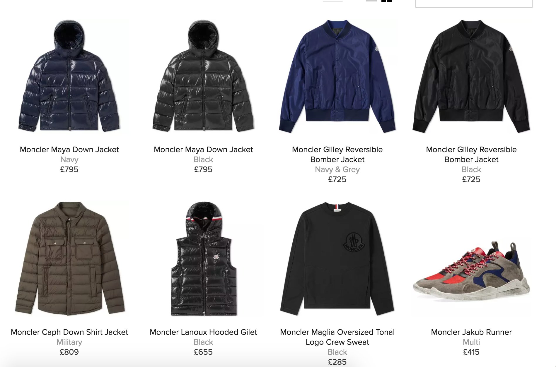 end clothing moncler